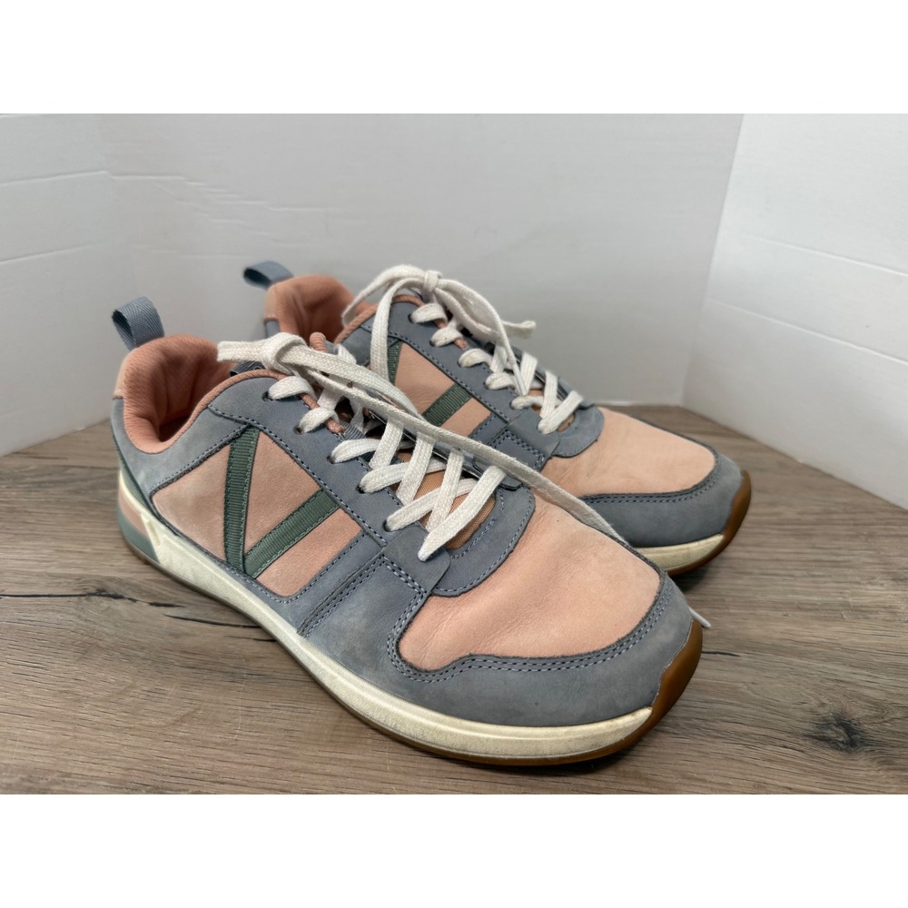 Vionic Rechelle NBK Womens 8 Blue Peach Nubuck Leather Walking Sneakers Shoes